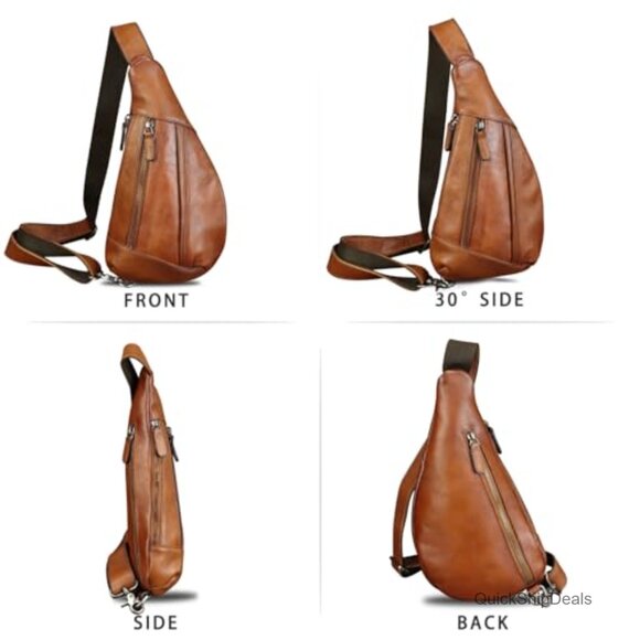 Genuine Leather Sling Backpack Crossbody Bag for Travel Hiking
